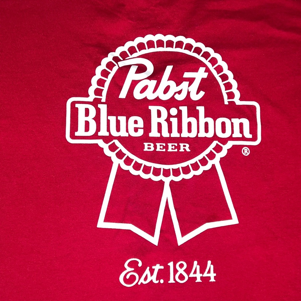 Pabst Blue Ribbon Beer T-Shirt Red PBR Log Bold Graphic Tee Men's SZ XL